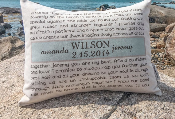 Wedding Vows or Song Pillow, Anniversary Gift, Two Year Anniversary, 2nd Anniversary, Gift for Her, Gift for Him, Wedding Decor