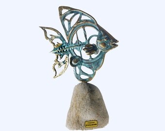 Fish art, Bronze sculpture, Seaside decor, Animal sculpture, Metal patina art, Marine life, Bronze decor, Lace metal, Corporate gift