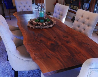 Live Edge Dining Table - Walnut - Bookmatch slab - Reclaim / Salvaged Wood Table