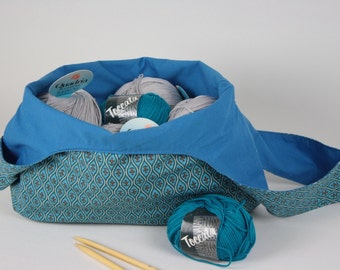 Handmade bag knitting project bag reversible bags knitting bag, node, bag, handbag, knitting bag project bag, pouch, wristlet