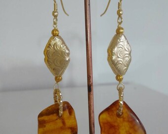 Vintage earrings with amber