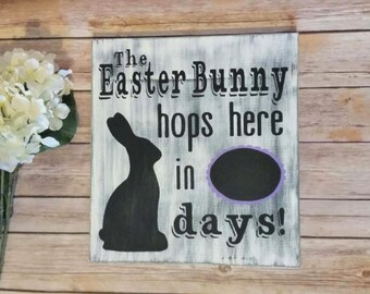 Easter Chalk Board Count Down Sign, Easter Decor, Easter Bunny Sign, Count Down Sign, Holiday Sign, Rustic Easter Sign, Easter Decorations,
