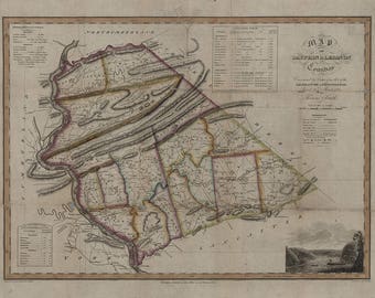 1818 Map of Dauphin & Lebanon County Pennsylvania