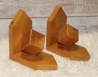 vintage art deco wooden bookends
