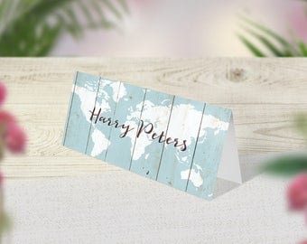 Rustic Wedding Place Cards, Guest Names, Table Decor, Wood Place Setting, Party Decoration, Boho Signs, Vintage Wedding Day, Blue Tent Cards