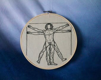 The Vitruvian Man - L'Uomo Vitruviano - Leonardo da Vinci Embroidery