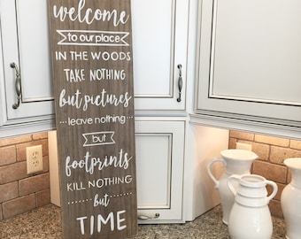 Welcome to Our Cabin in the Woods I Rustic Sign I Handmade Home Decor I Rustic Wall Decor I Cabin Decor