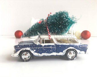 Navy Blue Chevy Nomad - Retro Christmas Decorations - 1950s Christmas Decorations - Classic Car - Gift Idea for Him - Black Friday Sale