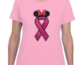 Items similar to Rhinestone Pink Ribbon Tshirt - MEGA Bling LOVE Pink ...