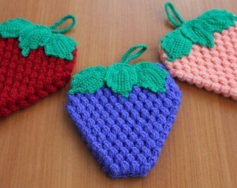 Crochet Pot Holders Crochet Berries Hot Pads Bright Potholders Strawberry Hot Pads Crochet Kitchen Decor Strawberry Trivet Kitchen Hot Pads