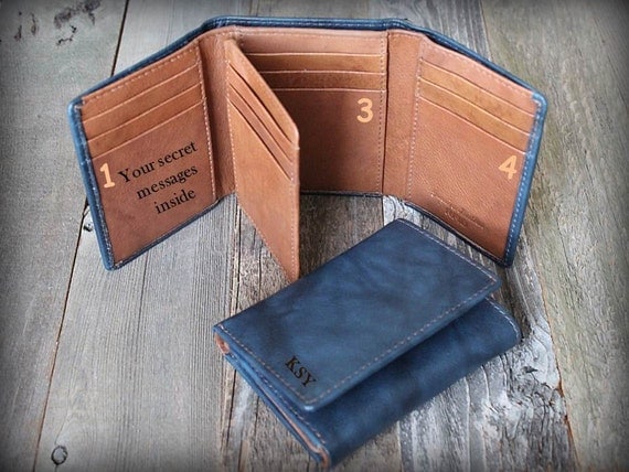 Mens Custom Leather Wallet Father&#39;s Day Mens