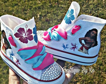 Moana Bling Shoes - Birthday Outfit - Custom Shoes -Moana Inspired - Moana Birthday Outfit