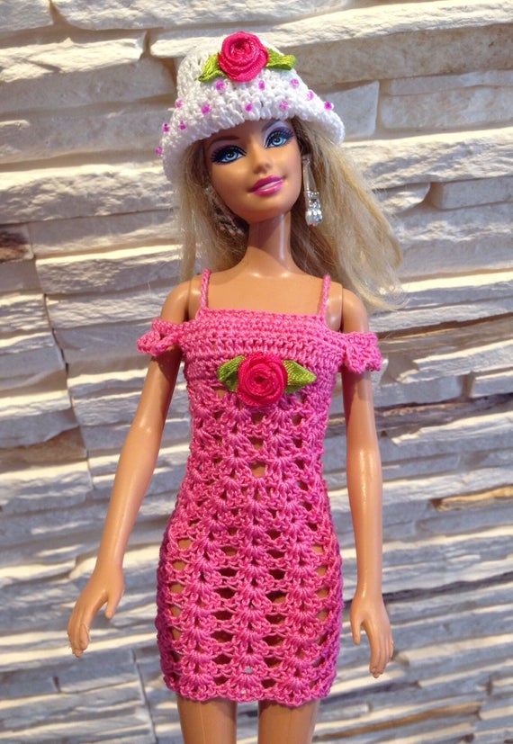 Pink Crochet Barbie Dress Barbie Clothes Barbie Summer B1D