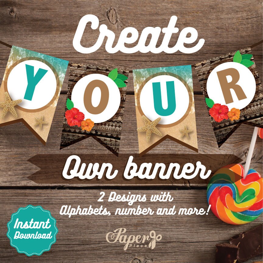 15 OFF Moana Banner Instant Download Moana Bunting