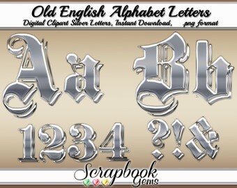 Old English Silver Letters Numbers Digital Clipart 68 High Quality PNG Files Instant Old English Silver Letters Numbers Digital Clipart 68 High Quality PNG Files Instant