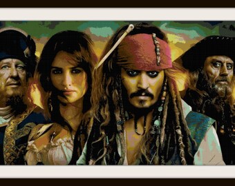 Pirates of the Caribbean Cross Stitch Pattern - Johnny Depp, Captain Jack Sparrow - PDF Downloas