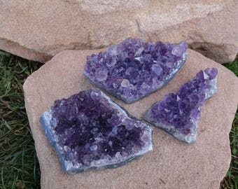 Clearance SALE!!! Set of 3 Amethyst Crystal Cluster from Brazil | Purple Amethyst Crystals | Healing Crystal | Mineral Specimen #14