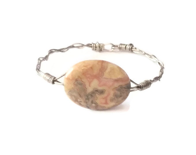 Sterling Silver Mexican Crazy Lace Agate Bracelet, Unique Birthday Gift, Gift for Her, Gemstone Bracelet, Sterling Silver Cuff