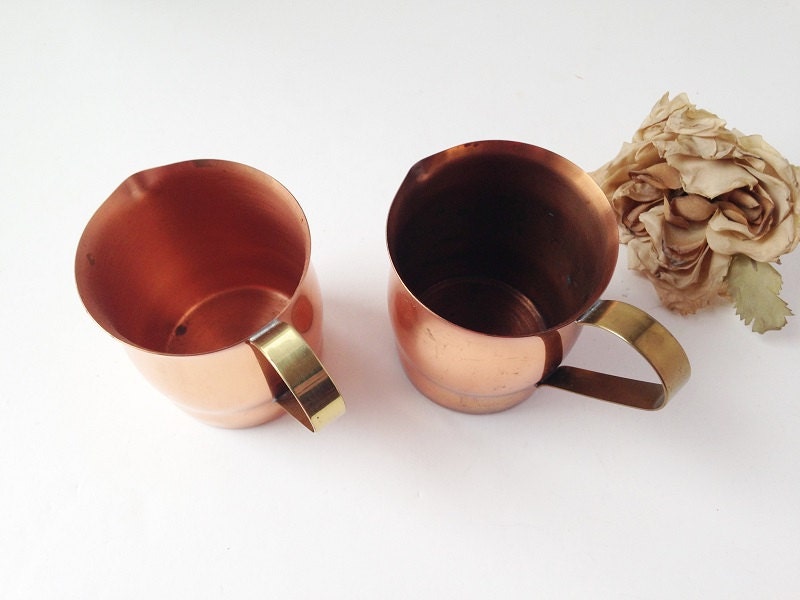 Copper Cup w Brass Handle / Copper Drinking Cup / Copper Mug