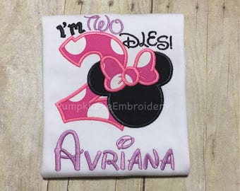 I'm Twodles Minnie Mouse birthday shirt/Birthday/2nd