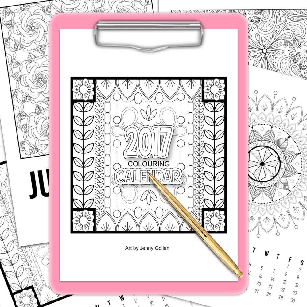 printable colouring calendar 2017