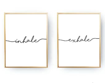 Inhale Exhale Printable Wall Art DIGITAL DOWNLOAD Inhale Exhale Print Yoga Wall Art Inhale Exhale Poster Yoga Studio Art Yoga Poster