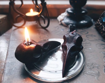 Black Raven Skull Candle x 2!