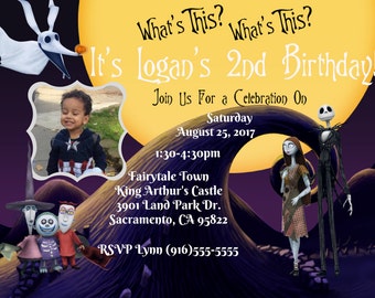 Nightmare Before Christmas Invitation, Nightmare Before Christmas Birthday, Jack and Sally, Zero, Digital JPEG format, Print at home