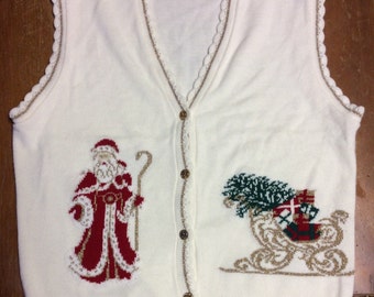 Christmas Vest - Ugly Christmas - Tacky Christmas - Santa Sweater - Christmas Party Vest - Tacky Sweater - Gag Gift - Sweater Vest