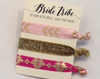 To Have And To Hold Your Hair Back Bride Tribe hair tie Pink and Gold