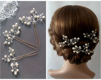 Bridal Hair Pins Wedding Hair Pins Bridal Hair Pieces, Pearl Hair Pins Hair Pins Wedding, Pearl Wedding Hair Pieces Bridal hair pins Crystal