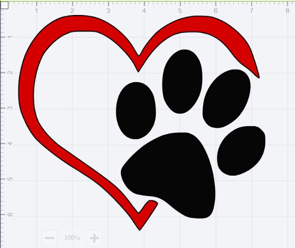 Download Large Paw Print Heart SVG EPS DXF pdf Studio 3 Cut Files