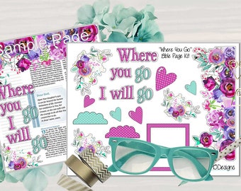Printable "Ruth" Bible Journaling Page Kit -Complete kit for Bible Pages or Journals. Fits all Journaling Bibles.