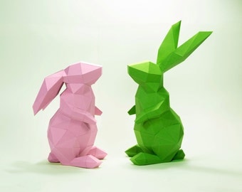 Bunny Model , Rabbit Model , Bunny paper , Rabbit paper ,Bunny low poly , papercraft, DIY, 3D, trophy, papermodel, Sculpture