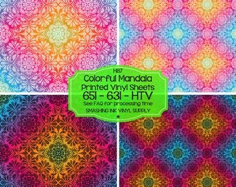 Colorful Mandala Vinyl/Printed Heat Transfer Vinyl/Patterned Vinyl/Printed 651 Vinyl/Printed 631 Vinyl/Printed Outdoor Vinyl/Printed HTV