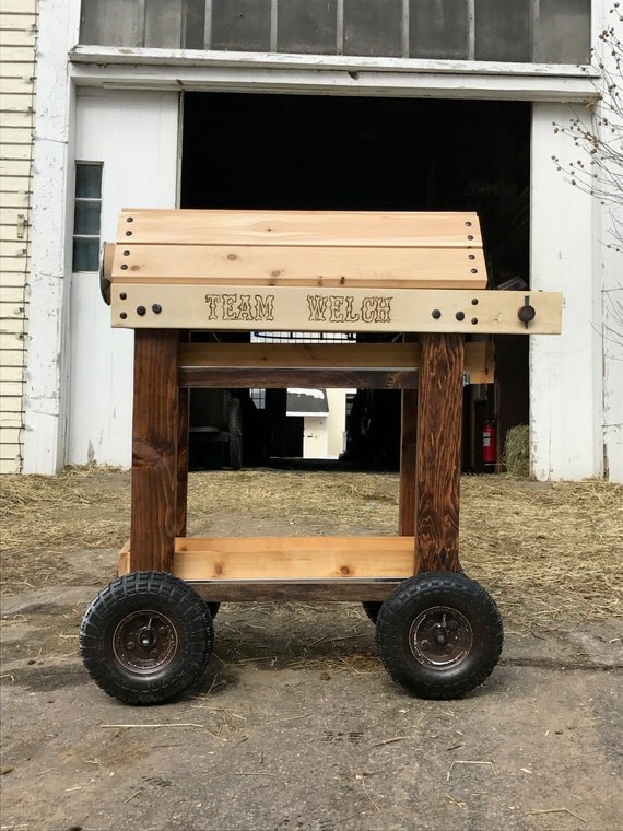 Rustic rolling saddle rack horse western cart tack holder
