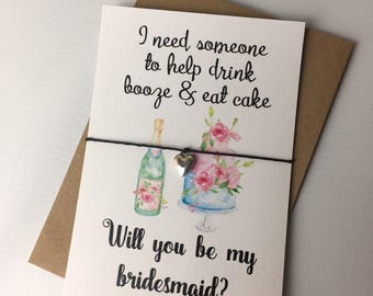 Wish Bracelet / Charm Bracelet / Friendship Bracelet / Wedding / Will you be my bridesmaid / Funny / Wedding Favour / Bridesmaid Gift