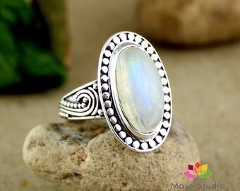 moonstone ring,rainbow moonstone, designer ring, women ring, engagement ring, handmade ring, 925 silver ring, partwear ring, valentine ring