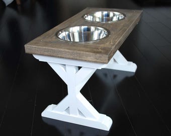 Medium - Dog Bowl Stand - Raised Dog Feeder - Farmhouse Table - Elevated Dog Bowl - Dog Feeder - Dog Food Stand - Dog Bowl Holder -