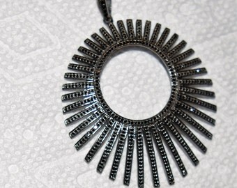 pave black spinal sterling silver pendant