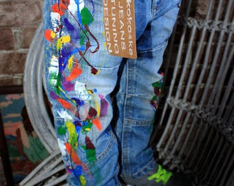 Jeans Boyfriend Jeans in the spray Blots on jeans Spray paint Paint Splatter Jeans festival clothing Hand Painted Paint splash Pop art jeans
