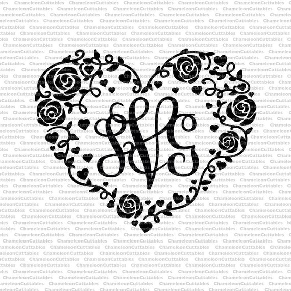 Download heart for monogram svg roses valentine's day