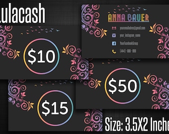 Cash Cards, Free Fast Personalization , Money Card, Bucks, Home Office Approved fonts and colors