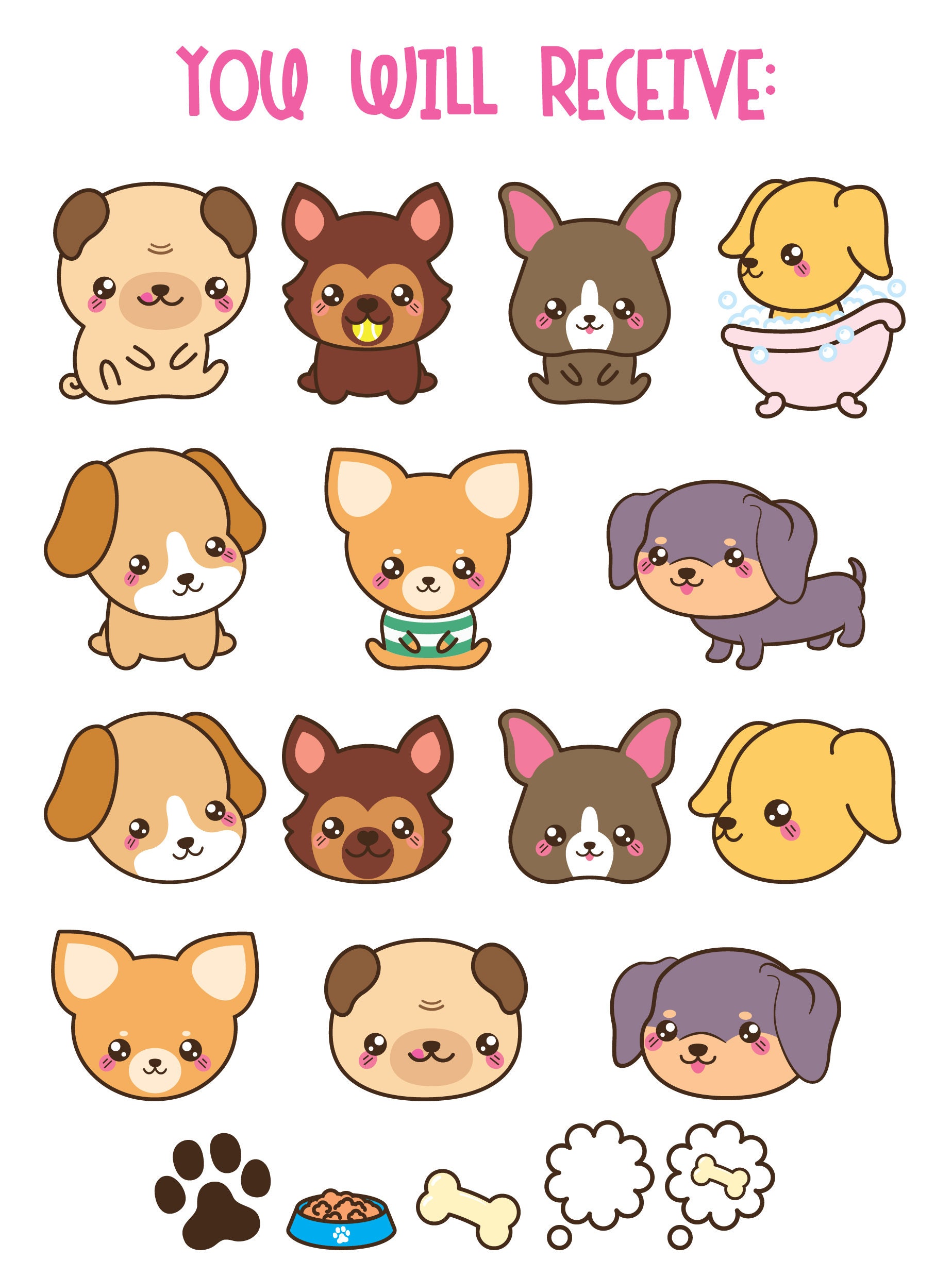 30% OFF, Kawaii dog clipart, cute dog clipart, dog breeds clipart ...