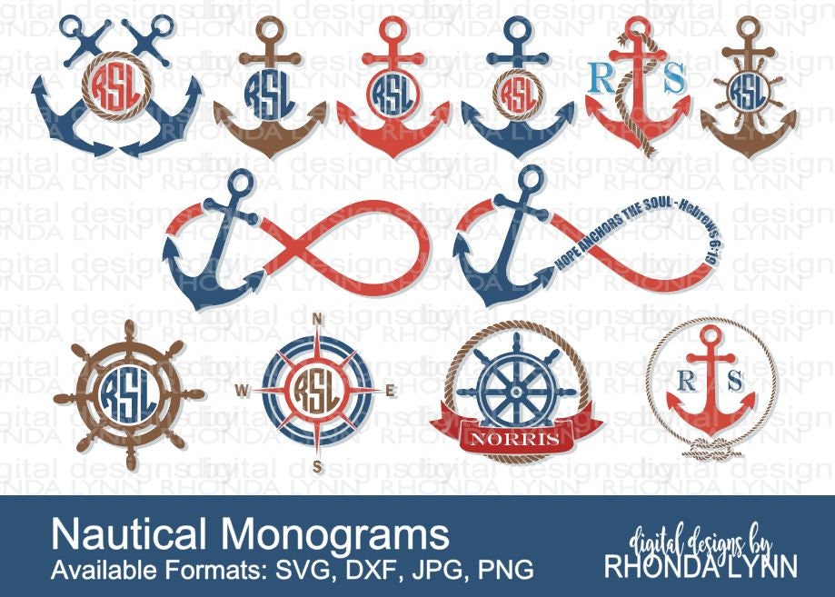 Download SALE Nautical Monogram SVG dxf jpg png cut file Nautical