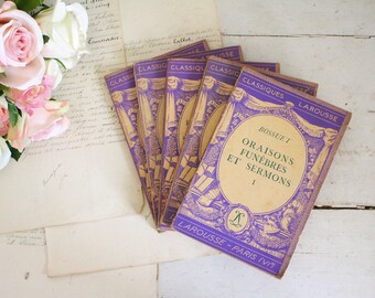 Lot of 5 Vintage French Purple Classiques Larousse Books