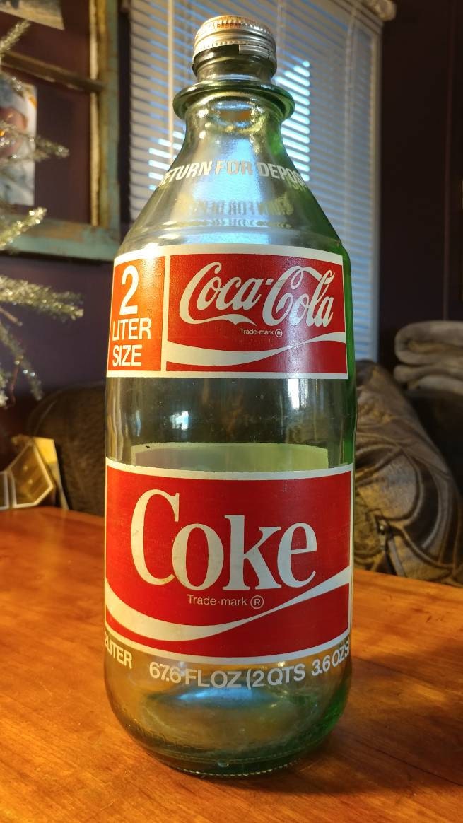 Vintage glass Coca Cola 2 liter bottle