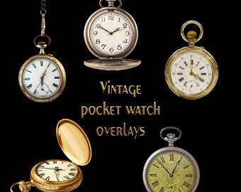 Pocket Watch Overlay Set, Separate PNG Files, High Resolution, Instant Download.