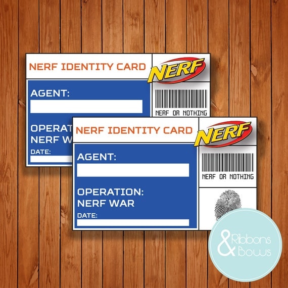 printing card name a Home Nerf Jpeg ID Card Instant Printable At Print & Pdf