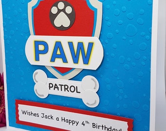 Personalised Paw Patrol Birthday Card Handmade Kids BD60